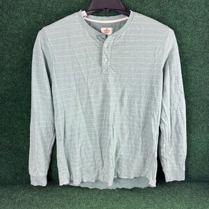 Marine Layer Shirt Mens Large Green Striped Henley Double Knit Long Sleeve USA